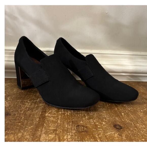 Donald J Pliner Women 7.5 Clem Ankle Booties Block Heel Black Shoe Slip On - Picture 1 of 8